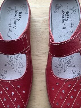 Spring Step Red Mary Jane Slip Ons